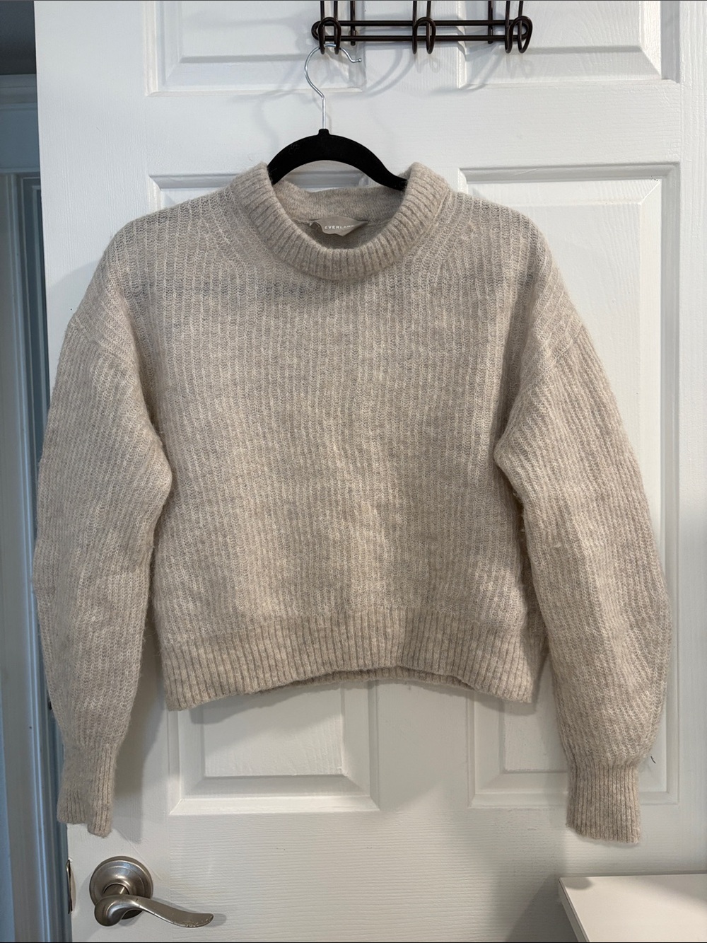 Everlane Cream Ribbed Turtleneck Alpaca and Merino Wool Sweater